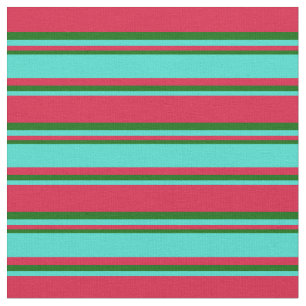 Tissu Crimson, turquoise et gris vert foncé
