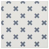 Tissu Crochets bleu-gris sur blanc (Échantillon)