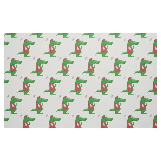 Tissu Crocodile jouant de dessin animé sur le golf (Fat Quarter)
