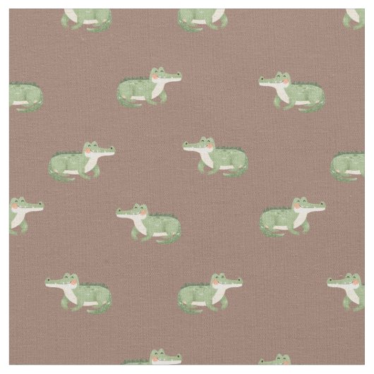 Tissu Crocodiles à l'aquarelle sur Brun (Fermer)