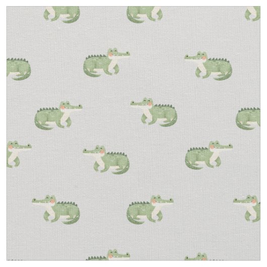 Tissu Crocodiles à l'aquarelle sur gris clair (Fermer)