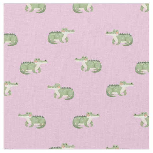 Tissu Crocodiles à l'aquarelle sur rose clair (Fermer)
