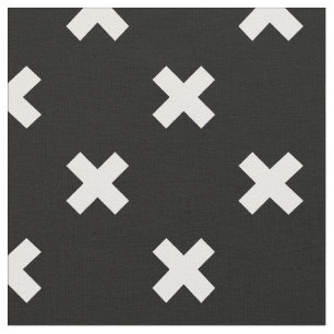 Tissu Croix blanche sur le noir