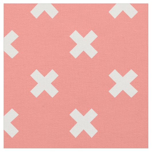 Tissu Croix blanche sur pêche (Fermer)