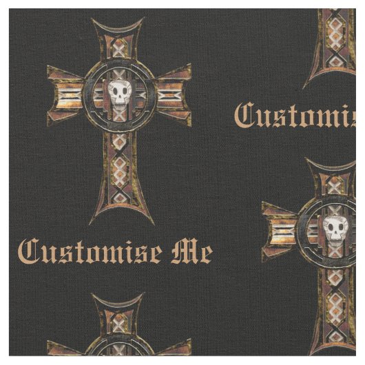 Tissu Croix celtique et crâne (or) (Fermer)