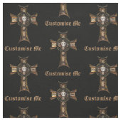 Tissu Croix celtique et crâne (or) (Échantillon)