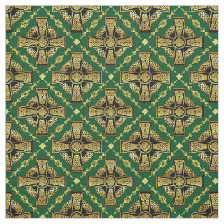Tissu Croix celtique or/tissu de conception noeud tressé