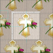 Tissu Croix Chrétienne Rose (Carreau)