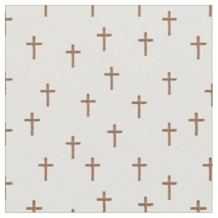 Tissu Croix en bois sur ivoire