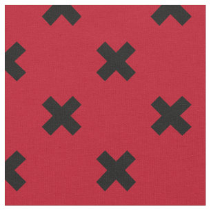 Tissu Croix noire sur le rouge