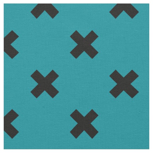 Tissu Croix noire sur turquoise (Fermer)
