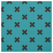 Tissu Croix noire sur turquoise (Échantillon)