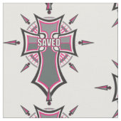 Tissu Croix rose chrétienne SAUVÉE (Fermer)