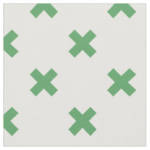 Tissu Croix verte coutures sur blanc