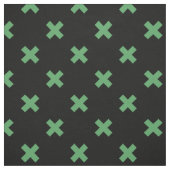 Tissu Croix verte coutures sur noir (Échantillon)