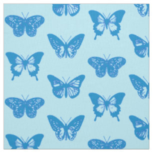 Tissu Croquis de papillon, bleu cérusé et bleu ciel