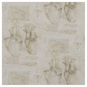 Tissu Croquis humains d'anatomie du coeur de da Vinci