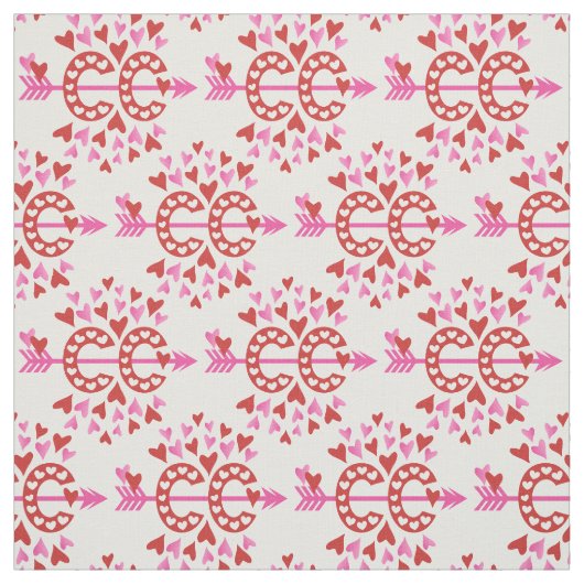 Tissu Cross Country Running Red Pink Love thème Fabric (Échantillon)