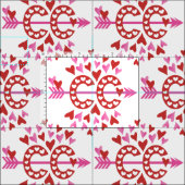 Tissu Cross Country Running Red Pink Love thème Fabric (Carreau)