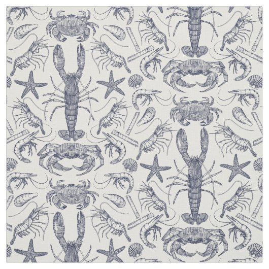 Tissu crustacés de cornwall damassé perle bleue (Échantillon)