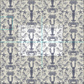 Tissu crustacés de cornwall damassé perle bleue (Carreau)