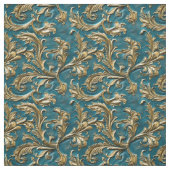 Tissu Cuir élégant sarcelle orné doré (Échantillon)