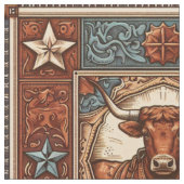 Tissu Cuir Occidental Imprimer Turquoise Brown Avec Stee (Fermer)