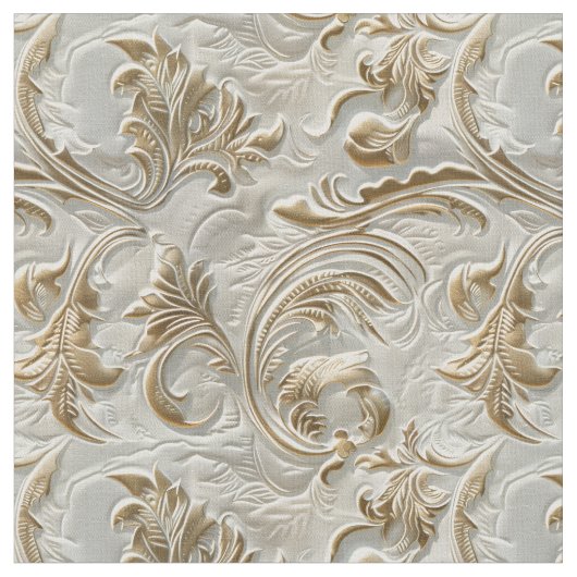 Tissu Cuir travaillé or blanc festif (Fermer)