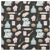 Tissu Cuisson à l'aquarelle noir (Échantillon)