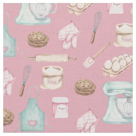 Tissu Cuisson à l'aquarelle rose (Fermer)