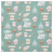 Tissu Cuisson à l'aquarelle verte (Échantillon)