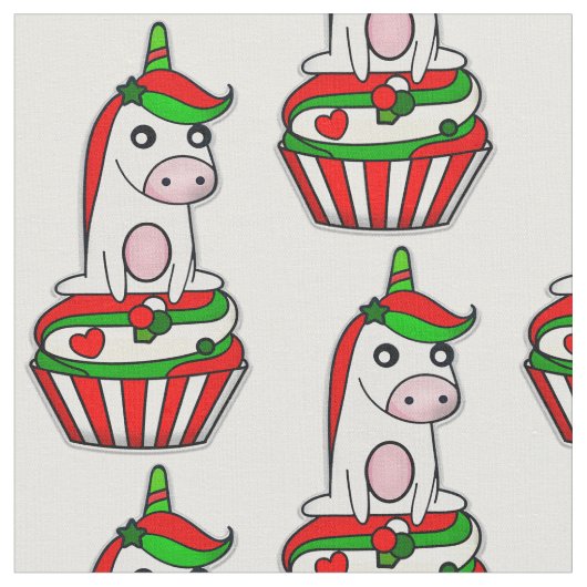 Tissu cupcake de noël de la licorne (Fermer)