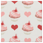 Tissu cupcakes et coeurs à la fraise (Fermer)