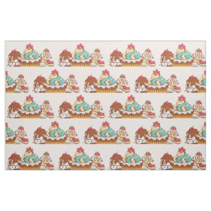 Tissu Cupcakes style rétro Sweet Dessert Motif