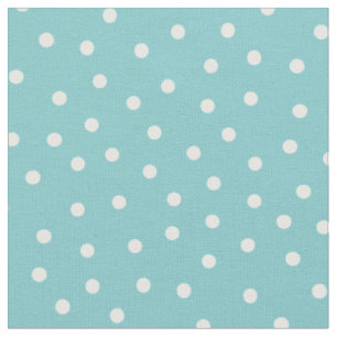 Tissu Customisez vos propres pois blancs en turquoise