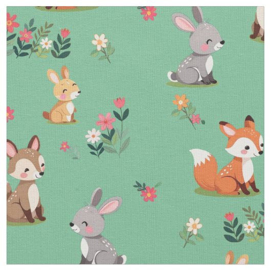 Tissu Cute animal des bois (Fermer)