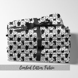 Tissu Cute Black Cats et Motif des paroles