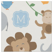 Tissu Cute Blue Jungle Animaux Baby Boy Custom Monogramm (Fermer)