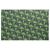 Tissu Cute Boston Terrier sur des cubes verts (Fat Quarter)
