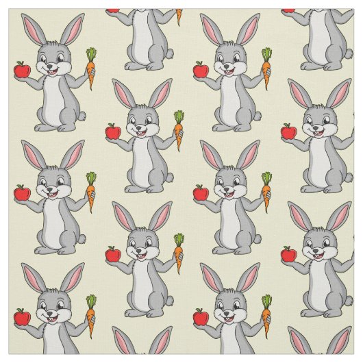 Tissu Cute bunny rabbit with vegetables (Échantillon)