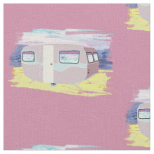 Tissu Cute Camper sur la plage