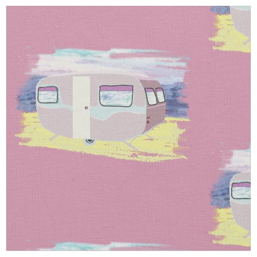 Tissu Cute Camper sur la plage (Fermer)