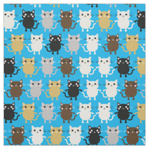 Tissu Cute Cartoon Chats Bébé Nursery Enfants Salle Blue