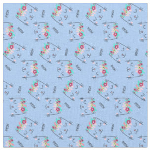 Tissu Cute chat Meow avec Halo Floral