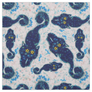 Tissu Cute Chats Noirs Avec Fleurs Design Motif