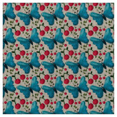 Tissu Cute Cherry Butterfly Pattern, Glossy Kawaii Fruit (Échantillon)
