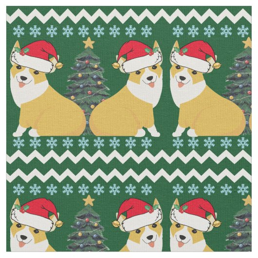 Tissu Cute Corgi Noël Père Noël (Fermer)