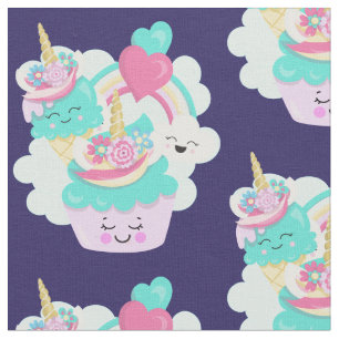 Tissu Cute Cupcake et Happy Ice Cream Motif