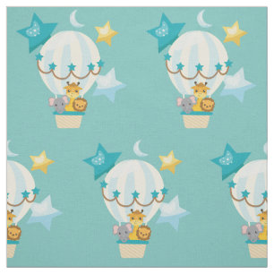 Tissu Cute Elephant Lion Giraffe Motif de ballon d'air