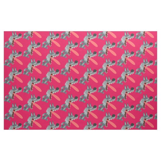 Tissu Cute Excitée Cartoon Wolf Fabric (Fat Quarter)
